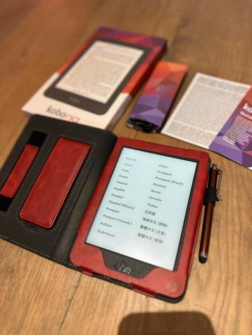 Kobo Nia e-reader compleet in doos met leren hoes beschikbaar voor biedingen