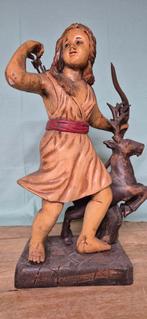 Houten Beeld Diana met Hert godin van de jacht, Ophalen of Verzenden