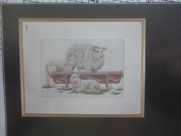 borduren borduurpatroon schaap met lam schapen paard giraffe beschikbaar voor biedingen