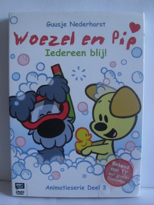 Woezel & Pip - deel 3 (originele dvd) iedereen Blij, Cd's en Dvd's, Dvd's | Tekenfilms en Animatie, Zo goed als nieuw, Europees
