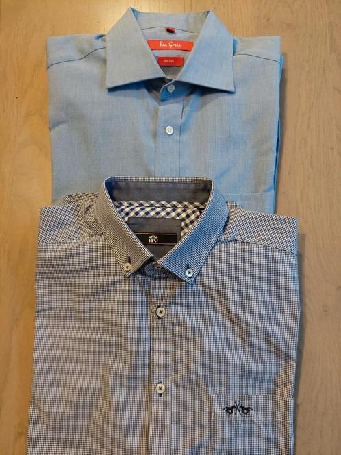 2 Overhemden l.mouw M 1xBen Green l.blauw 1xHV blauw/witZGA, Kleding | Heren, Overhemden, Zo goed als nieuw, Halswijdte 39/40 (M)