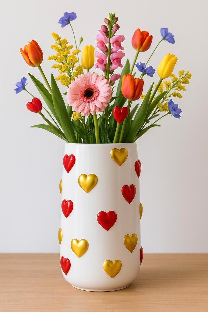 Hartjes Vaas - Liefdevolle Decoratie, Huis en Inrichting, Woonaccessoires | Vazen, Nieuw, Wit, Minder dan 50 cm, Aardewerk of Porselein