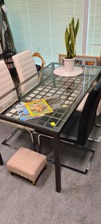 Eettafel glas met stoelen, Ophalen, Gebruikt, 50 tot 100 cm, Glas