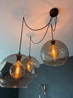 Plafondlamp met 3 rookglazen kappen, Huis en Inrichting, Lampen | Hanglampen, Ophalen, Zo goed als nieuw, Glas, Minder dan 50 cm