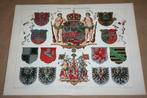 Antieke kleurenlitho - Provinciewapens van Pruissen - 1900!!, Ophalen of Verzenden