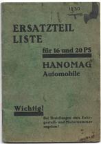 Hanomag 16 und 20 PS Ersatzteilliste onderdelenboek, Auto diversen, Ophalen of Verzenden