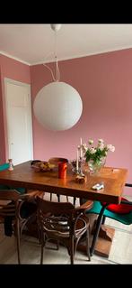 Vintage houten eettafel met opvallende poot, Huis en Inrichting, Tafels | Eettafels, Gebruikt, 100 tot 150 cm, Eikenhout, Ophalen of Verzenden