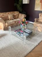 Glazen salontafel, Huis en Inrichting, Ophalen, Gebruikt, 50 tot 100 cm, Vierkant
