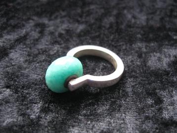 UNIEK! RING met TROLLBEAD amazoniet trolbeads zilver retired beschikbaar voor biedingen