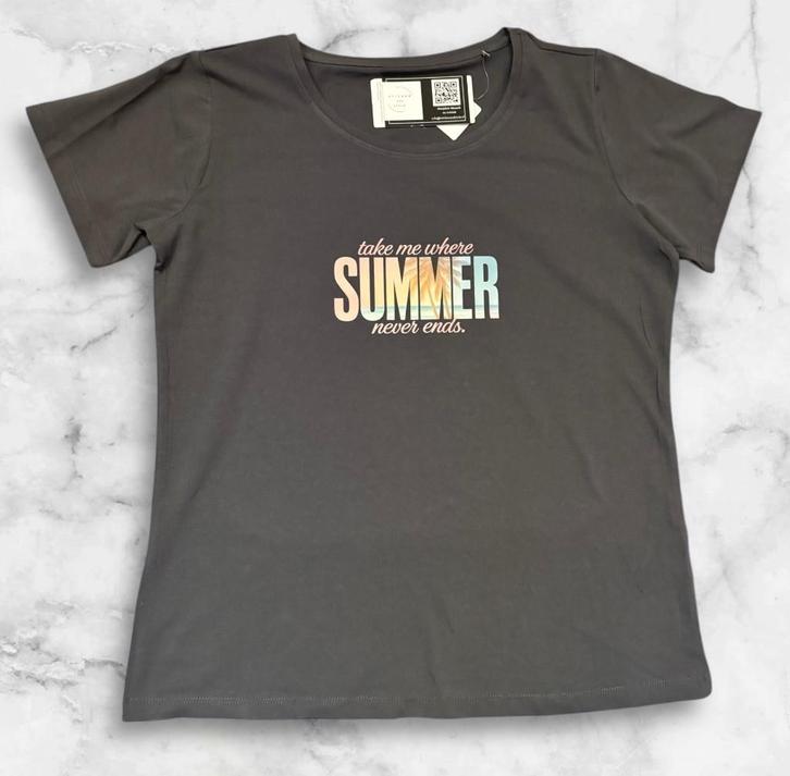 Nieuw T-shirt 'Summer', Kleding | Dames, T-shirts, Nieuw, Maat 42/44 (L), Grijs, Korte mouw, Ophalen of Verzenden