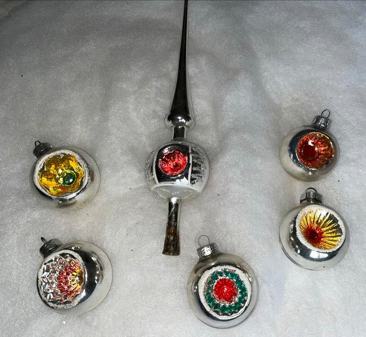 Vintage gekleurde deukpiek en deukballen, Diversen, Kerst, Gebruikt, Ophalen of Verzenden