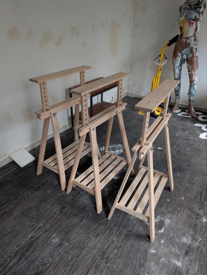 IKEA MITTBACK Schragen (3 stuks) - Verstelbaar, Huis en Inrichting, Tafelonderdelen, 50 tot 100 cm, Rechthoekig, Ophalen