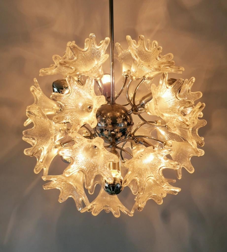 Prachtige vintage jaren 60 Paolo Venini sputnik voor VeArt, Huis en Inrichting, Lampen | Kroonluchters, Gebruikt, Glas, Metaal