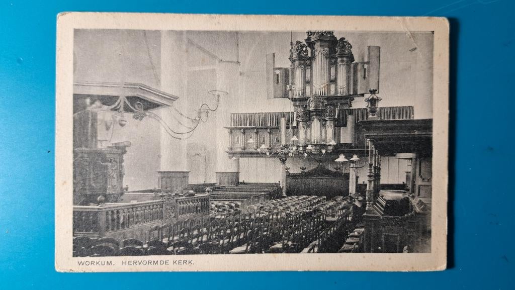 Workum hervormde kerk 1929 interieur, Ophalen of Verzenden, 1920 tot 1940, Gelopen, Friesland