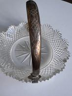 Glazen schaal met zilveren handvat, Antiek en Kunst, Antiek | Glas en Kristal, Ophalen of Verzenden