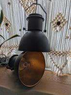 2 industriële hanglampen zwart met gouden binnenkant., Minder dan 50 cm, Industrieel, Ophalen of Verzenden, Metaal