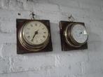 barometer antiek 17 bij 17 hout met messing ook op de hoek, Antiek en Kunst, Ophalen of Verzenden