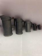 5 TINNEN MAAT KANNETJES + 1 KANNETJE MET DEKSEL, Antiek en Kunst, Antiek | Tin, Ophalen of Verzenden