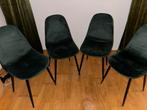 Set van 4 groene velvet stoelen, Huis en Inrichting, Stoelen, Ophalen, Overige kleuren, Zo goed als nieuw, Vier