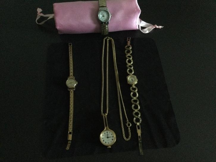 Voor de verzamelaar. 4  dames horloges uit de vorige eeuw!!, Sieraden, Tassen en Uiterlijk, Horloges | Dames, Gebruikt, Polshorloge