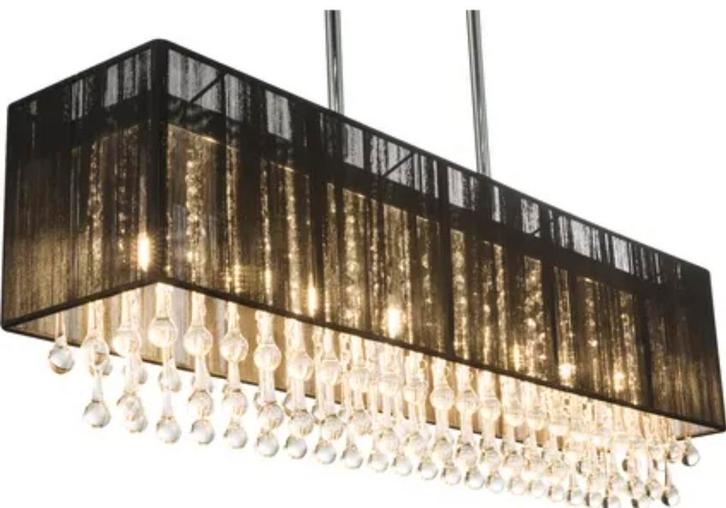 Kristallen Hanglamp en moderne kroonluchter, Huis en Inrichting, Lampen | Hanglampen, Zo goed als nieuw, 50 tot 75 cm, Glas, Metaal