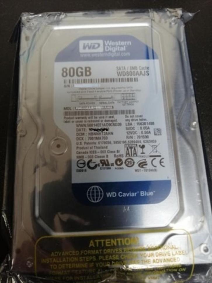 Western Digital 80GB SATA 3 Gb/s 7200 WD800AAJS Hardeschijf, Computers en Software, Harde schijven, Nieuw, Desktop, Intern, HDD