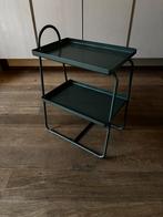 2 Groene metalen tafeltjes/nachtkastjes Ikea, Minder dan 55 cm, Metaal of Aluminium, Rond, Zo goed als nieuw