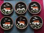 Zes stuks vintage borden, elk met een uniek Zwitsers decor, Ophalen