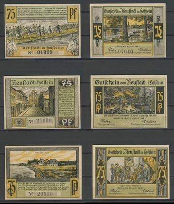 Neustadt in Holstein 3x 75 Pfg 1921 Noodgeld Biljet c-139 jd beschikbaar voor biedingen