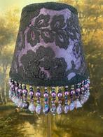 Gerestyled lampenkapje met kralenrand, Rond, Ophalen of Verzenden, Zo goed als nieuw, Zwart