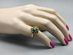 Gouden Vintage ring edelsteen smaragd en peridot. 2024/11, Goud, Ophalen of Verzenden