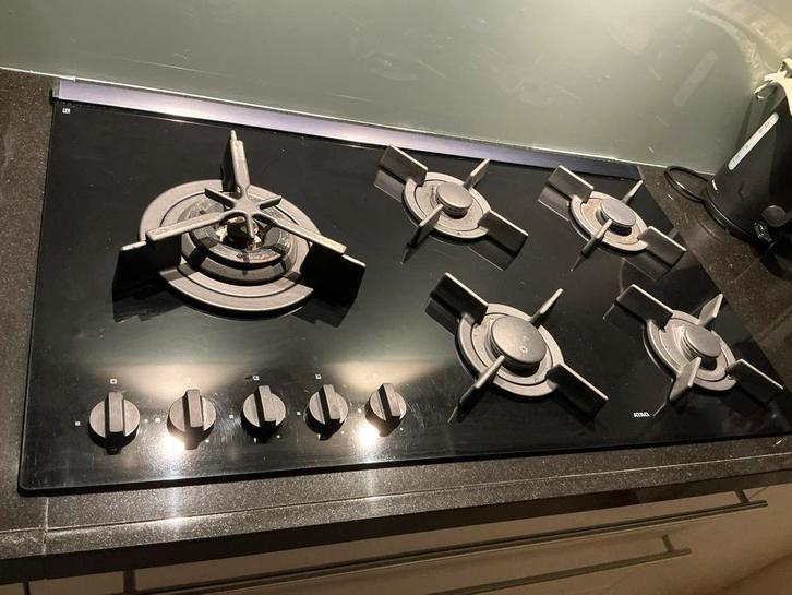 Atag gaskookplaat 90cm, Witgoed en Apparatuur, Kookplaten, Gebruikt, Inbouw, Gas, 5 kookzones of meer, Ophalen