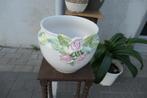 Mooie grote vintage brocante bloempot met bloemdecor., Ophalen of Verzenden