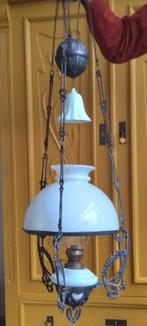 Hanglamp, oliehanglamp, Huis en Inrichting, Lampen | Hanglampen, Ophalen of Verzenden, Zo goed als nieuw, Glas, 75 cm of meer