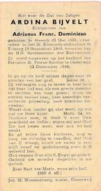 Bijvelt Ardina 1909 Heesch 1949 Tilburg, Ophalen of Verzenden, Bidprentje