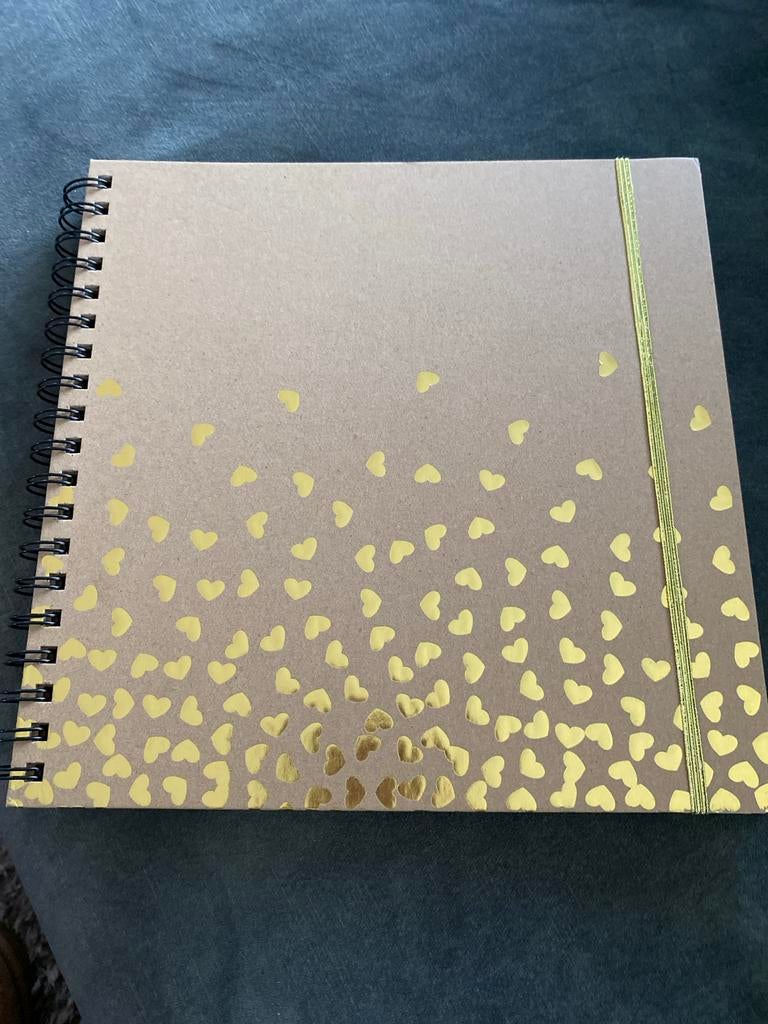 Scrapbook NEW met goudkleurige hartjes in ringband, Hobby en Vrije tijd, Scrapbooking, Ophalen of Verzenden, Nieuw