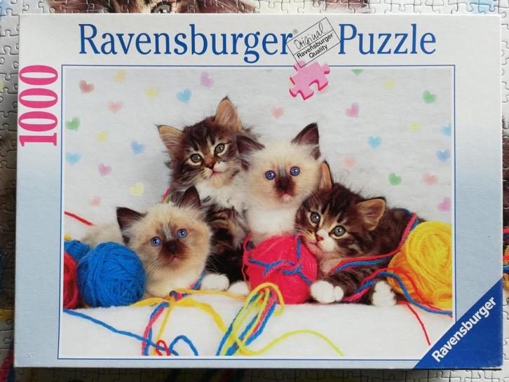 Puzzel 1000 stukjes: Kattenkwartet, Hobby en Vrije tijd, Denksport en Puzzels, Gebruikt, Legpuzzel, 500 t/m 1500 stukjes, Ophalen of Verzenden
