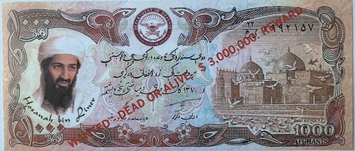 Afghanistan strooibiljet Osama bin Laden UNC, Postzegels en Munten, Bankbiljetten | Azië, Los biljet, Midden-Oosten, Ophalen of Verzenden