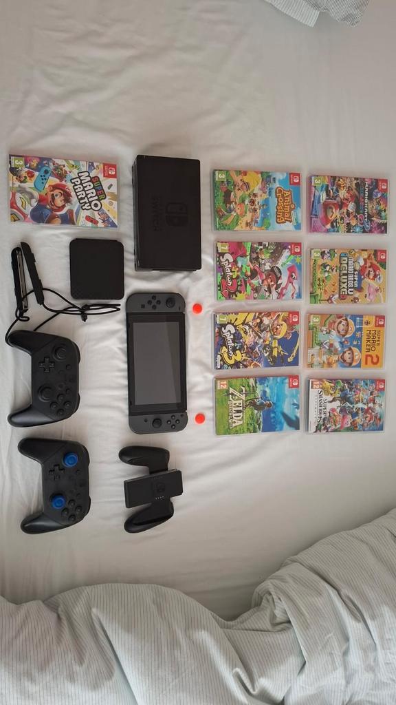 Nintendo switch met games en controllers, Spelcomputers en Games, Spelcomputers | Nintendo Switch, Zo goed als nieuw, Switch Original