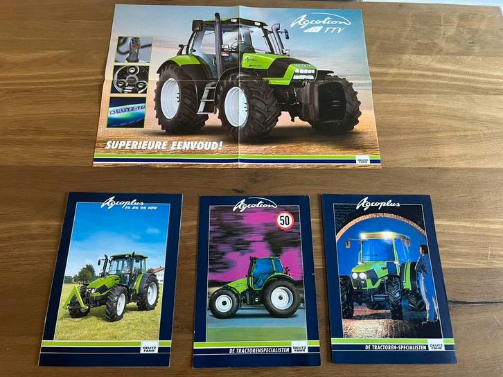 Deutz-Fahr Agroplus en Agrotron tractor folders 4 stuks, Boeken, Catalogussen en Folders, Zo goed als nieuw, Ophalen of Verzenden
