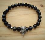 Armband Dragon van zwart agaat in maat naar wens, Nieuw, Elastiek, Ophalen of Verzenden, Met edelsteen