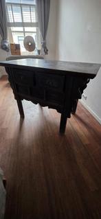 Antieke Zwarte Tafel met Lades, Huis en Inrichting, Tafels | Sidetables, Gebruikt, 100 tot 150 cm, Rechthoekig, Overige houtsoorten