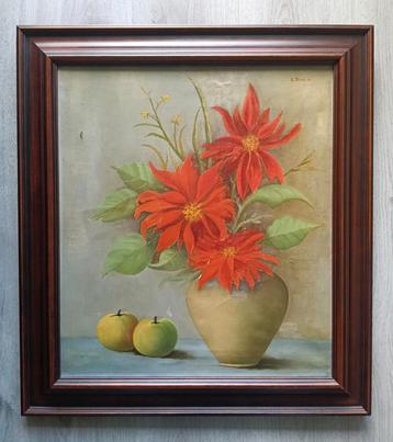 Stilleven met rode Dahlia - G Troost - 1951 beschikbaar voor biedingen