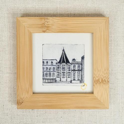 Ets van het Torentje in Den Haag 10x10 cm incl lijst, Antiek en Kunst, Kunst | Etsen en Gravures, Ophalen of Verzenden