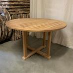 Ronde Tuintafel - 120 cm - massief teak - TTM Wonen, Www.ttmwonen.nl, Nieuw, Ophalen of Verzenden, Info@ttmwonen.nl