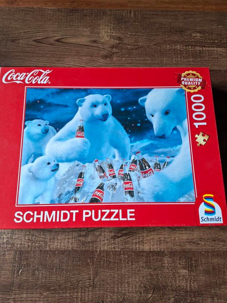 Schmidt Coca-Cola IJsberen Puzzel - 1000 Stukjes, Hobby en Vrije tijd, Denksport en Puzzels, Zo goed als nieuw, Legpuzzel, 500 t/m 1500 stukjes