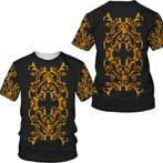 Heren barok t-shirt 6 luxe gouden shirt goud zwart kamper, Kleding | Heren, T-shirts, Verzenden, Nieuw, Zwart