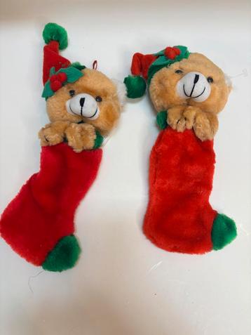 Twee pluchen kerstsokjes met beren nieuw beschikbaar voor biedingen