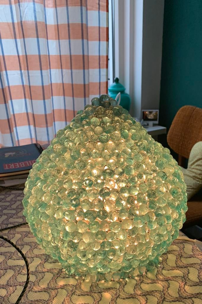 Druivenglas Murano stijl tafellamp jaren 60, Huis en Inrichting, Lampen | Tafellampen, Zo goed als nieuw, Minder dan 50 cm, Ophalen of Verzenden