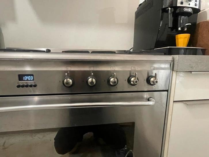 Smeg RVS Gasfornuis met Oven - 90cm, Witgoed en Apparatuur, Fornuizen, Gebruikt, Inbouw, Gas, 5 kookzones of meer, 60 cm of meer